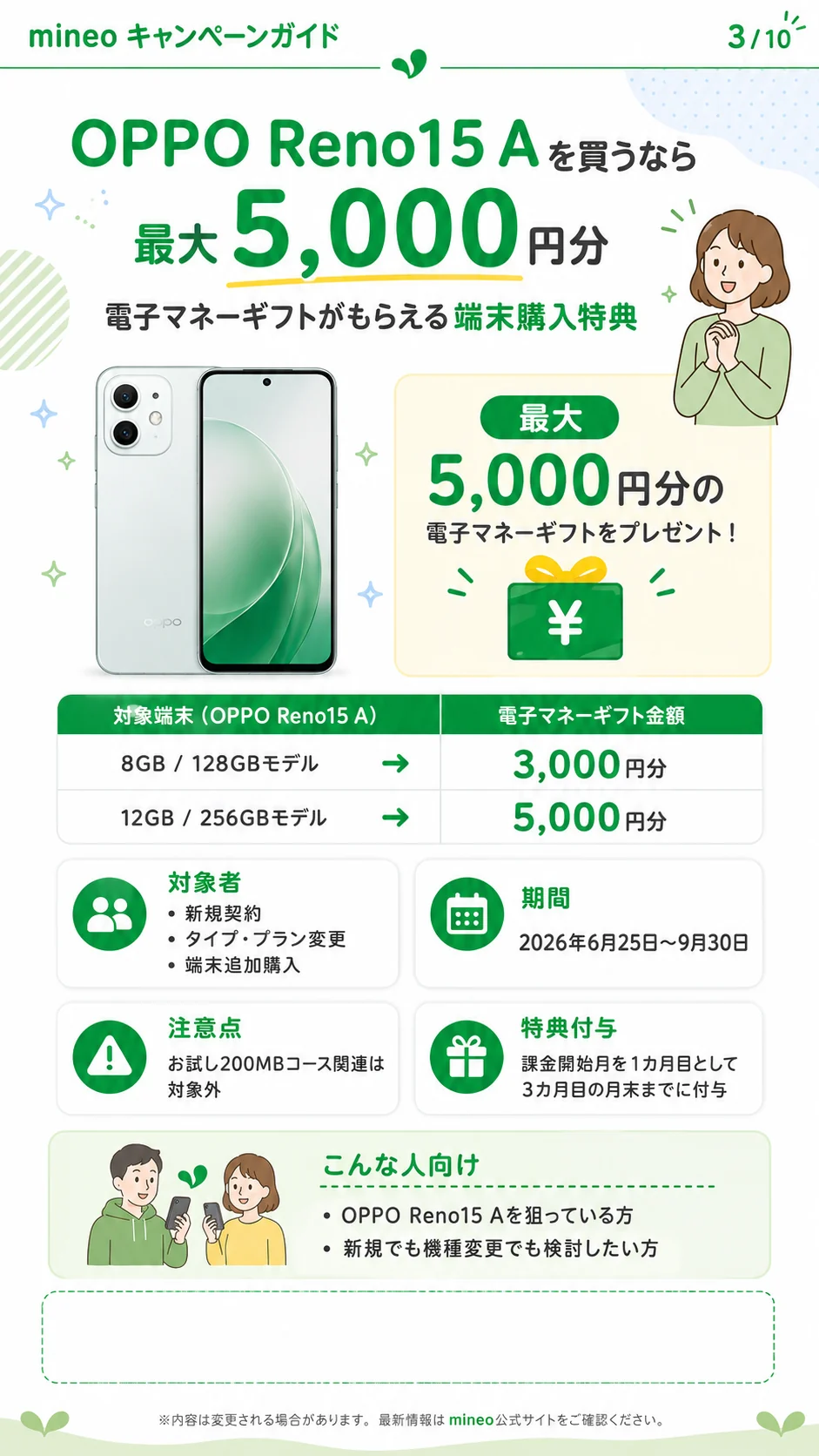 mineo OPPO Reno15 A購入特典